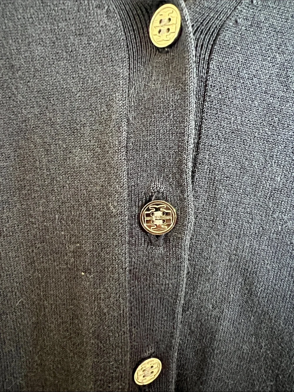 Tory Burch Dark Navy V-Neck Buttoned Cardigan